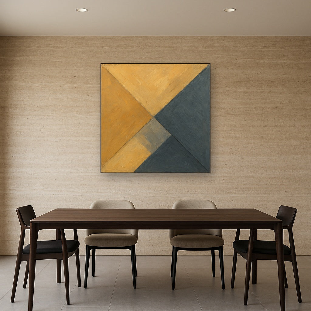 Intersecting Shadows & Stone Geometric Oil Painting - View 4