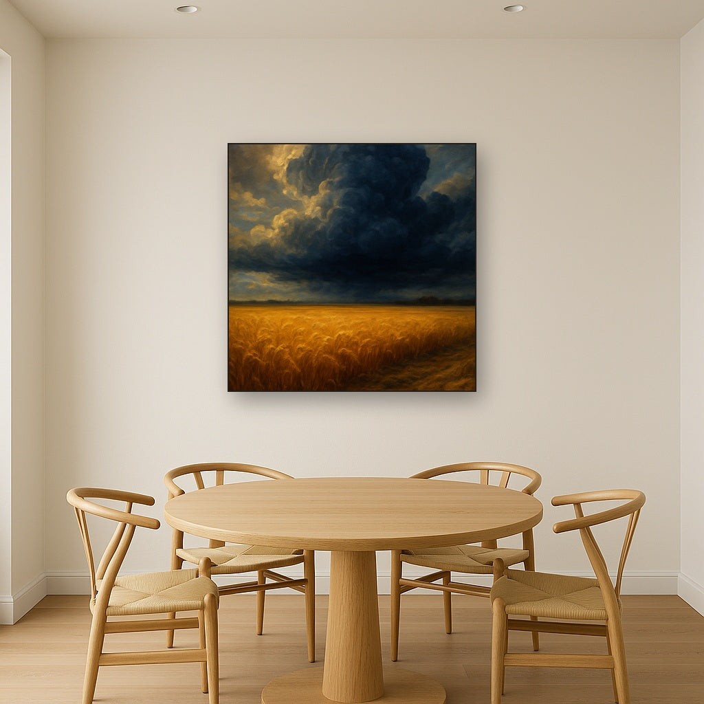 Harvest Wheatfield under Dramatic Thunderhead Sky No. 10 Fine Art Oil Painting - View 4