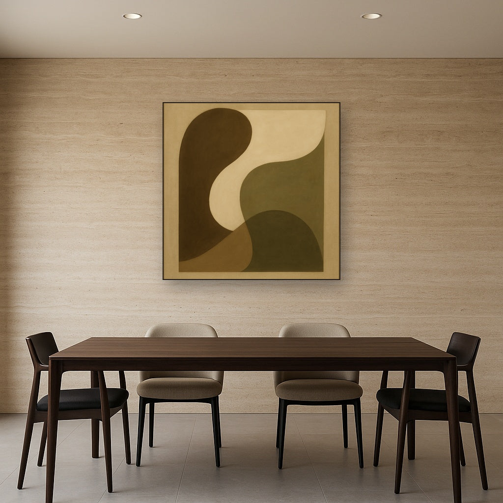 Minimalist Asymmetrical Balance in Raw Umber No. 4 Oil Painting - View 4