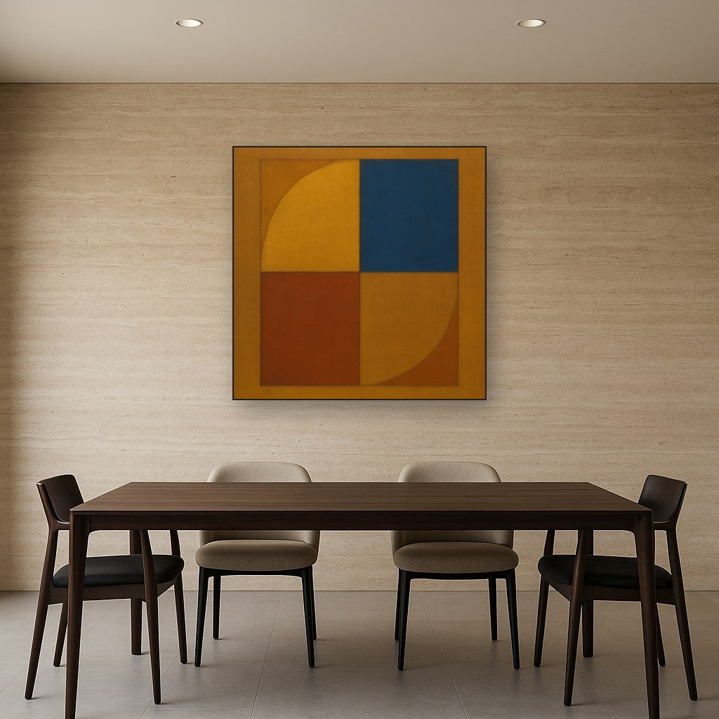 Bauhaus Quadrant Harmony in Primary Earth Tones No. 10 Oil Painting - View 4