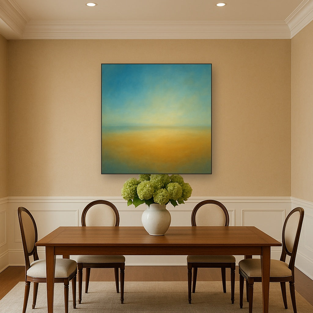 Celestial Azure & Warm Ochre Equilibrium No. 7 Oil Painting - View 4