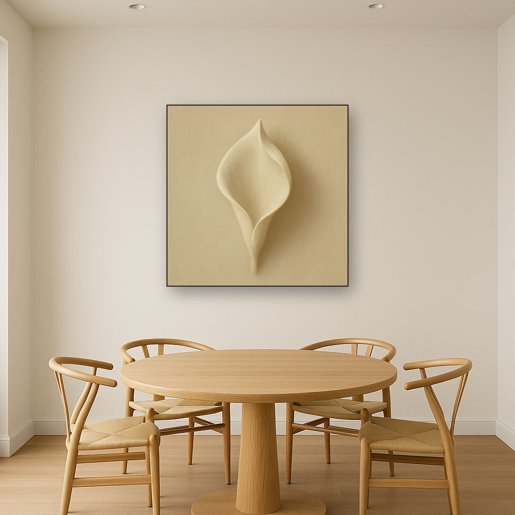 Sculpted Ivory Floral Contour No. 1 - Modern Fine Art Oil Painting - View 4