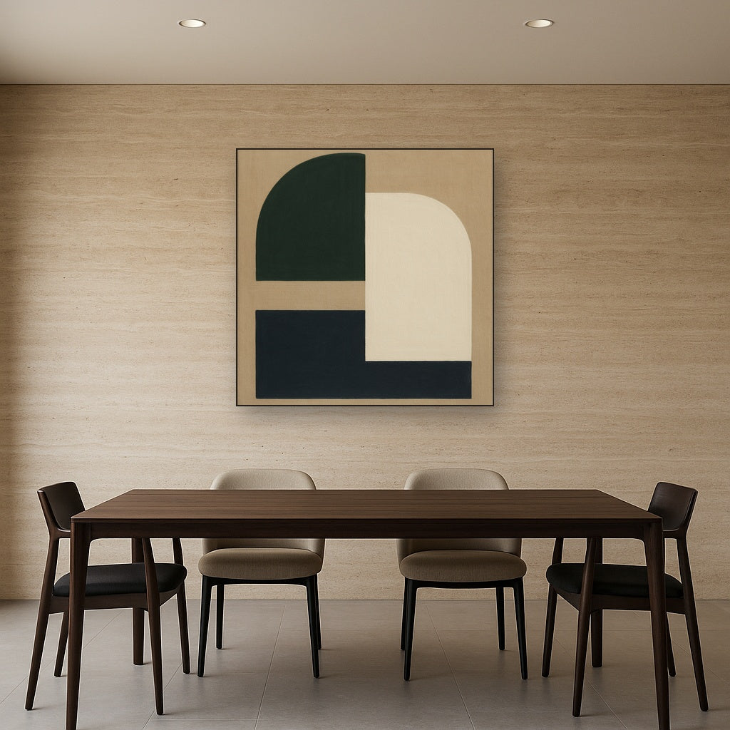 Forest Emerald & Chalk Interlock No. 6 - Modern Fine Art Oil Painting - View 4