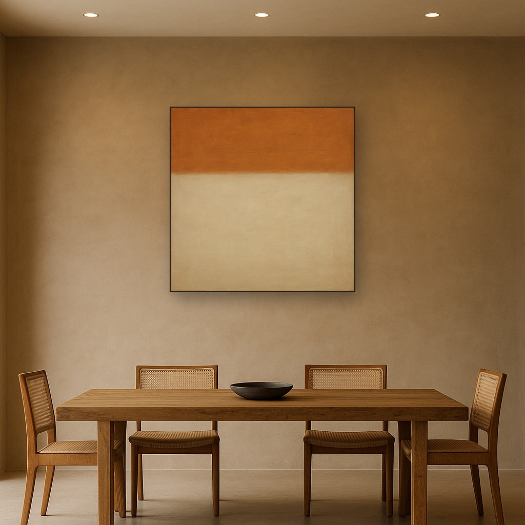 Terracotta & Greige Earth Bands No. 6 - Modern Fine Art Oil Painting - View 4