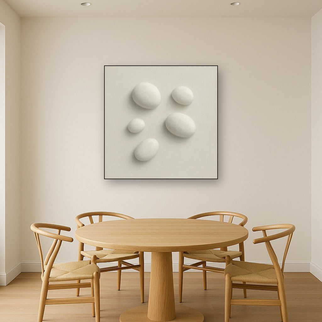Organic Pebble Relief in White No. 6 - Modern Fine Art Oil Painting - View 4