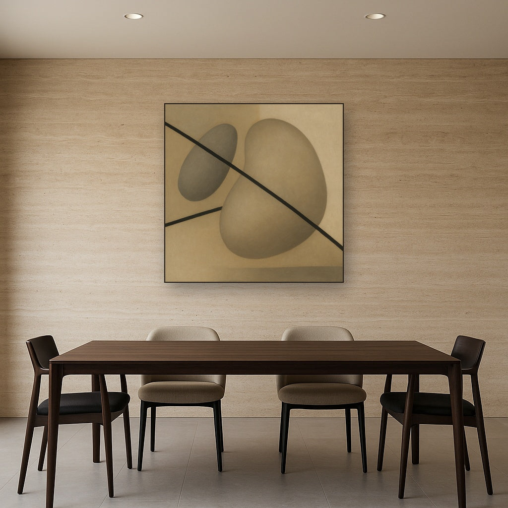 Organic Pebble Contours & Slanted Lines No. 19 Oil Painting - View 4