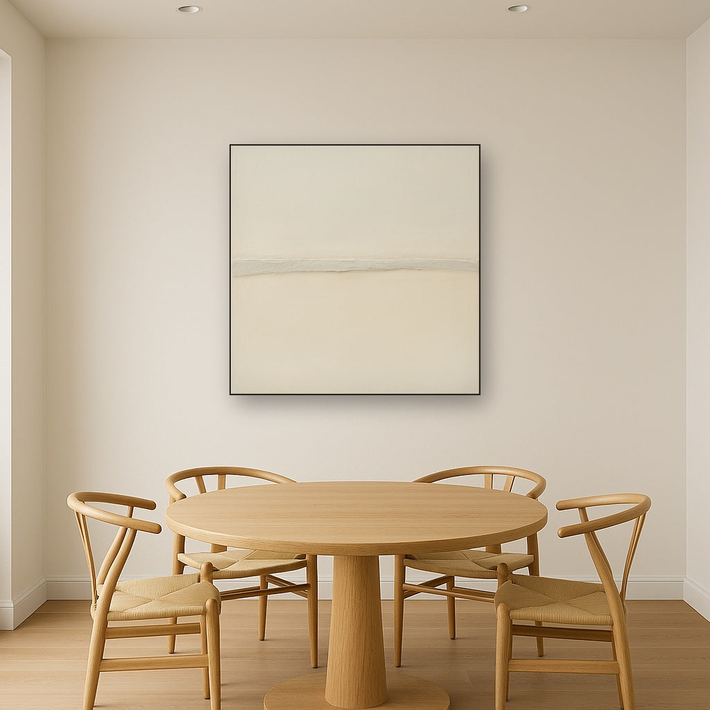 Minimalist White Horizon Band No. 7 - Modern Fine Art Oil Painting - View 4