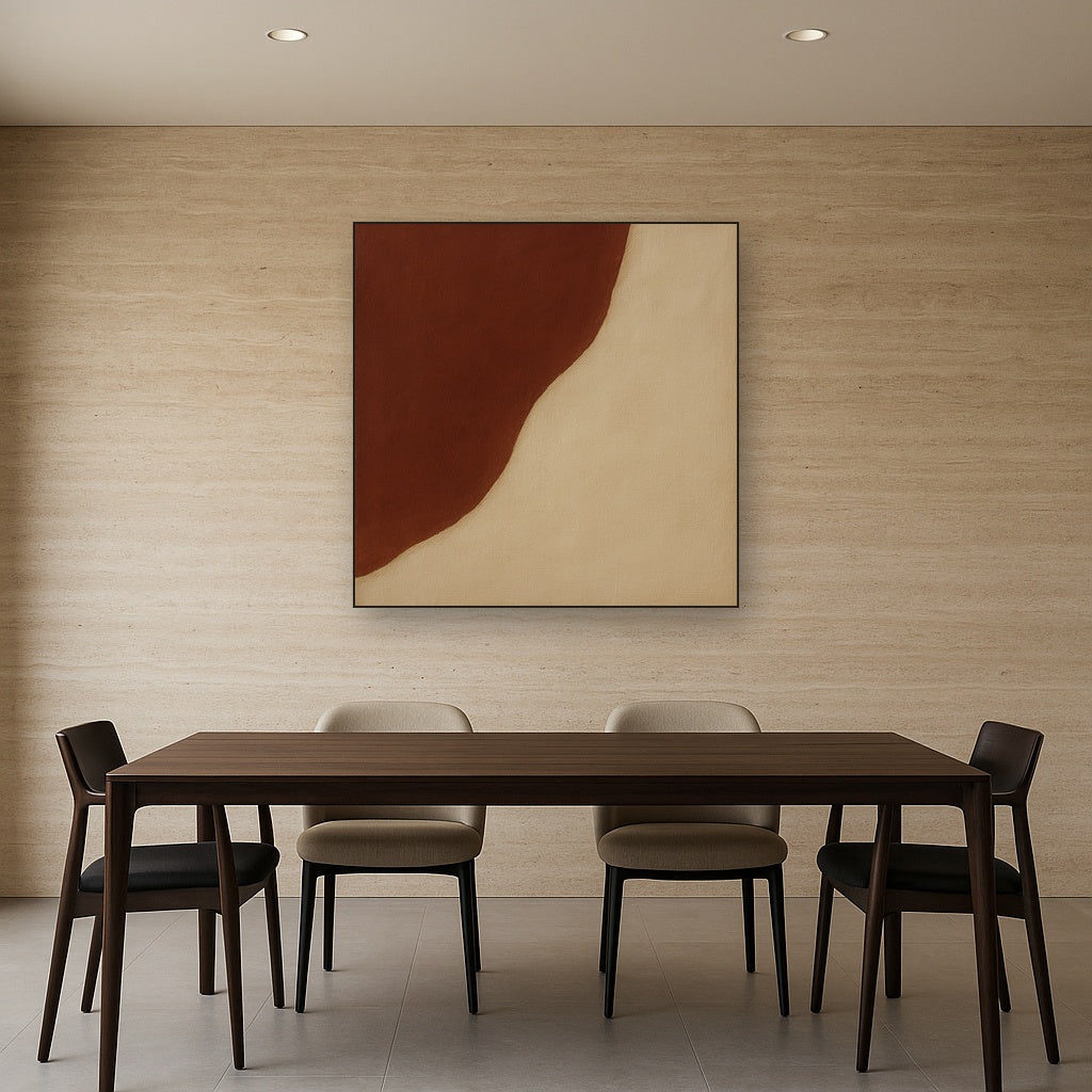 Burnt Umber & Greige Duet No. 7 - Modern Fine Art Oil Painting - View 4