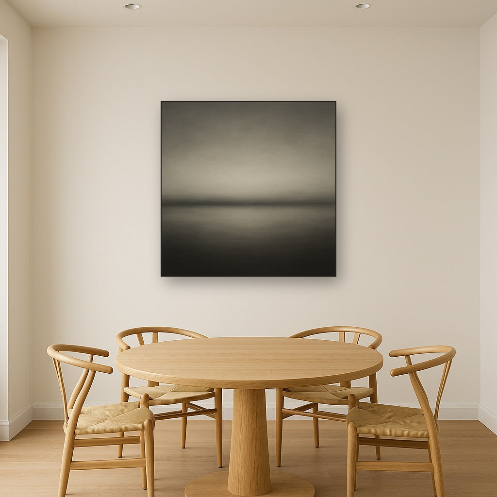 Monochrome Charcoal Drift & Soft Sfumato Horizon No. 23 Oil Painting - View 4