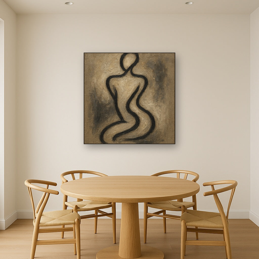 Fluid Form Single Stroke Line Art Oil Painting - View 4