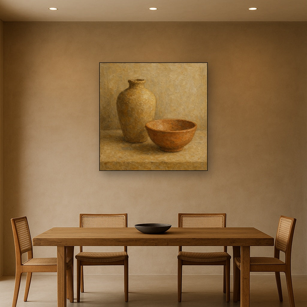 Wabi-Sabi Ceramic Silhouette Oil Painting - View 4