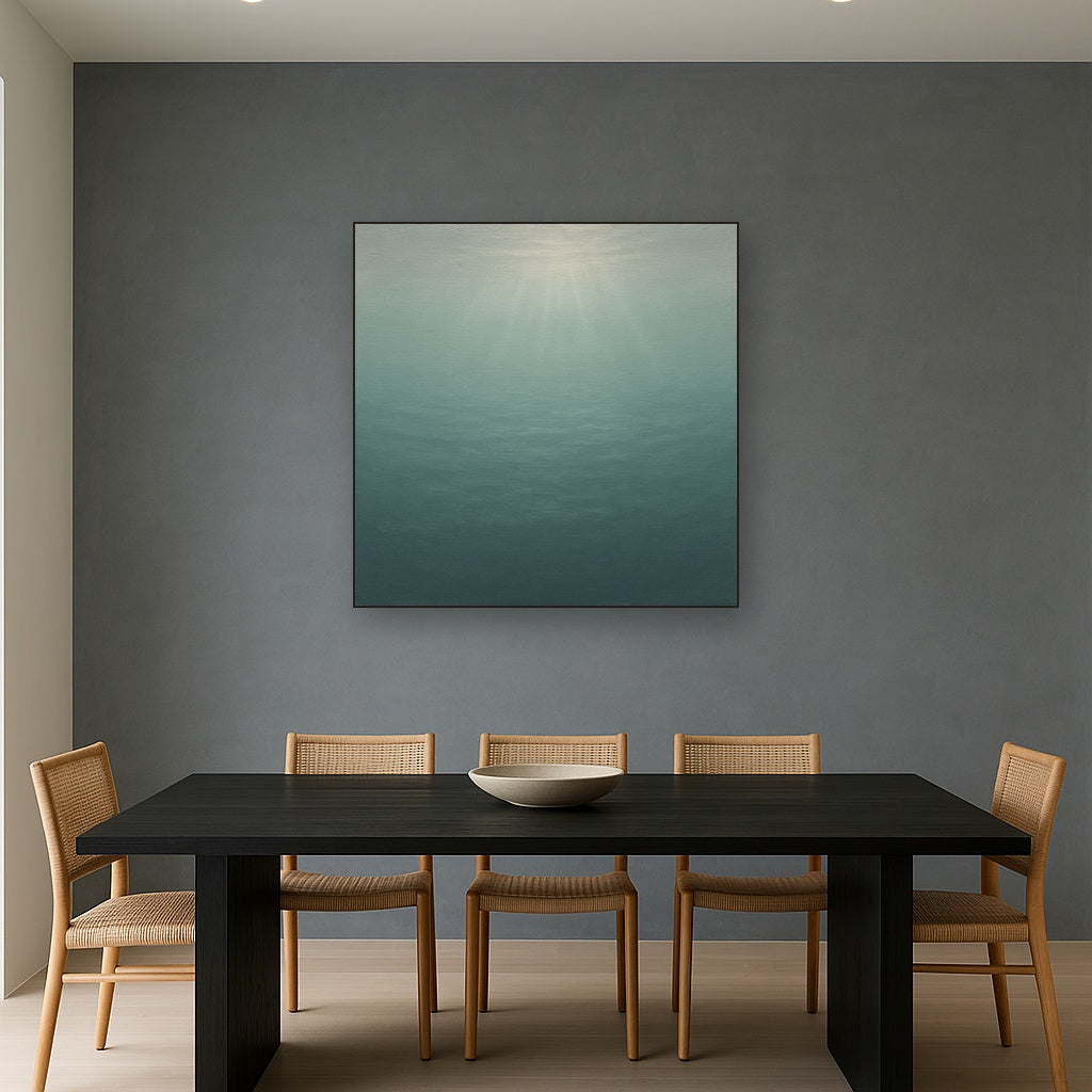 Minimalist Aquamarine Reef Void No. 10 - Modern Fine Art Oil Painting - View 4