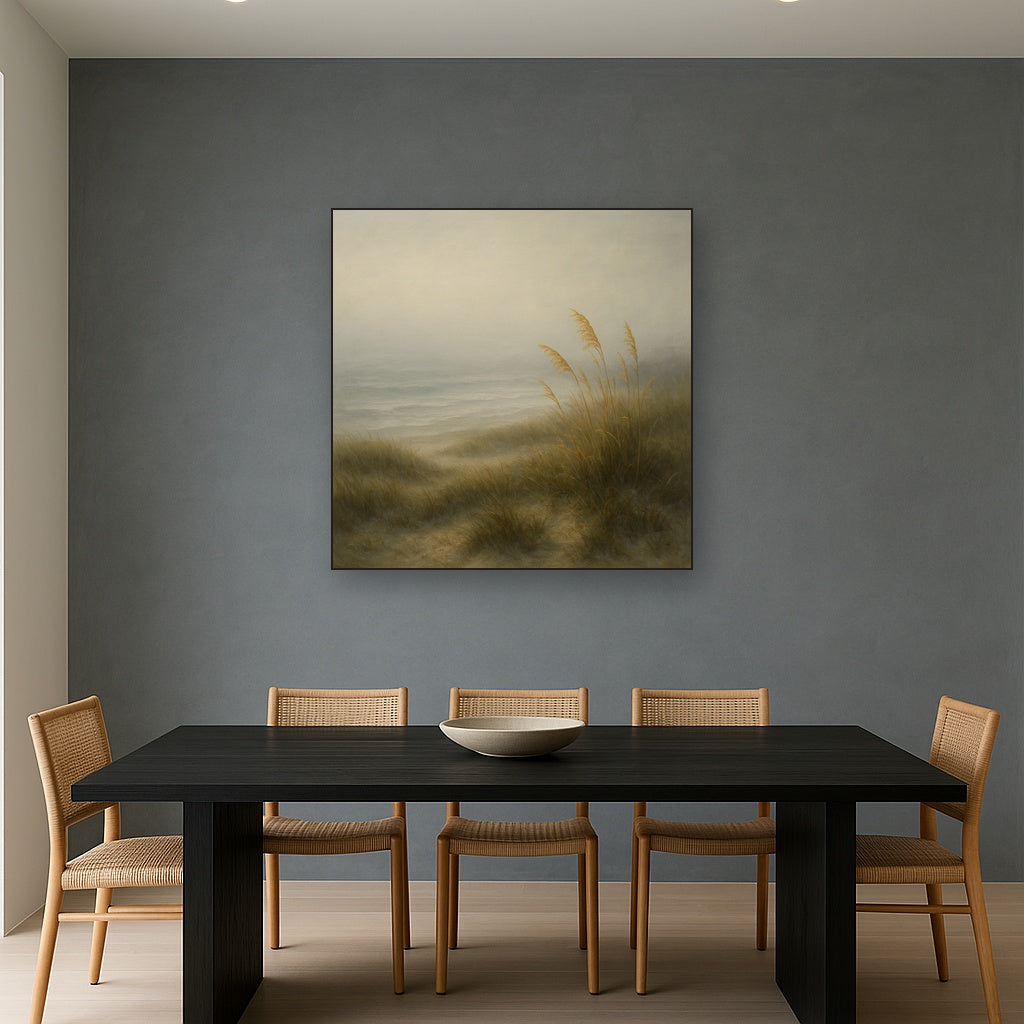 Ethereal Coastal Sea Fog over Silent Dunes No. 8 Fine Art Oil Painting - View 4