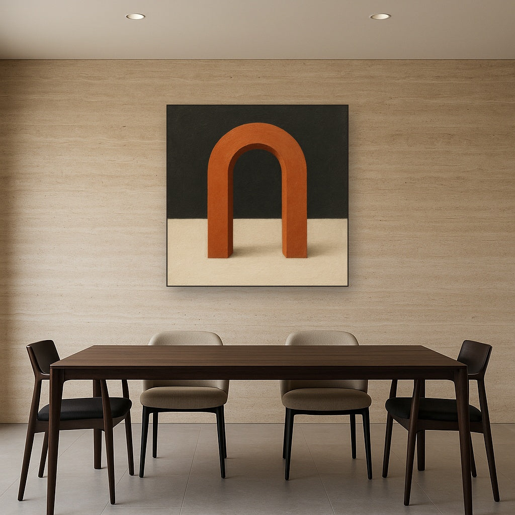 Terracotta Clay & Cream Arch No. 4 - Modern Fine Art Oil Painting - View 4