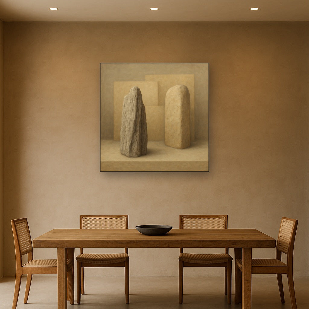 Driftwood Grey & Weathered Stone Monolith No. 4 Oil Painting - View 4