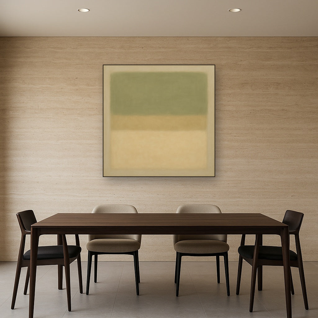 Sage Olive & Pale Sandstone Minimalist Harmony No. 27 Oil Painting - View 4