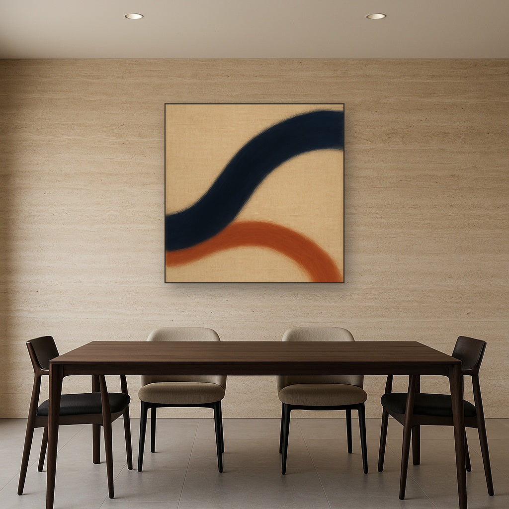 Navy Indigo & Warm Sand Sweep No. 2 - Modern Fine Art Oil Painting - View 4