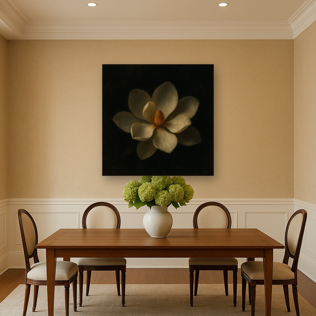 Magnolia Blossom in Quiet Chiaroscuro No. 12 Fine Art Oil Painting - View 4