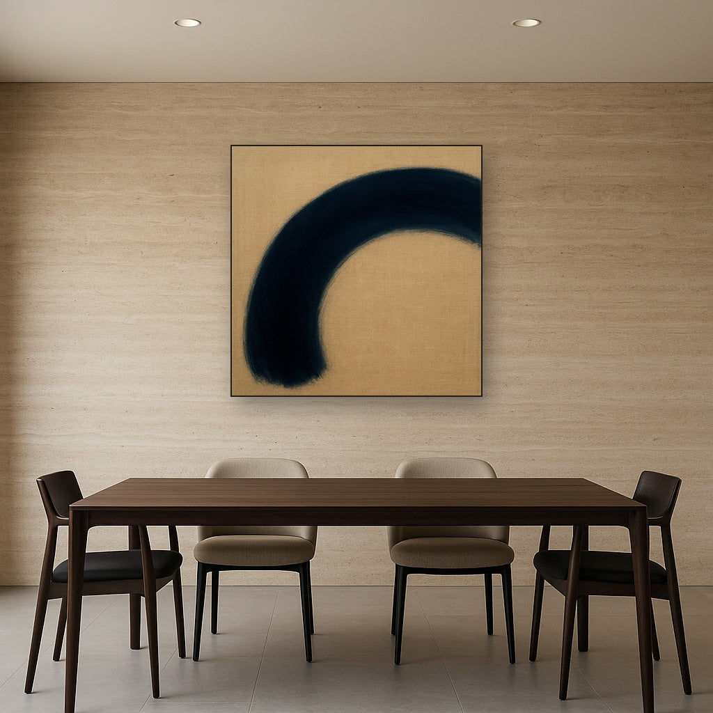 Navy Indigo & Warm Sand Sweep No. 2 - Modern Fine Art Oil Painting - View 4