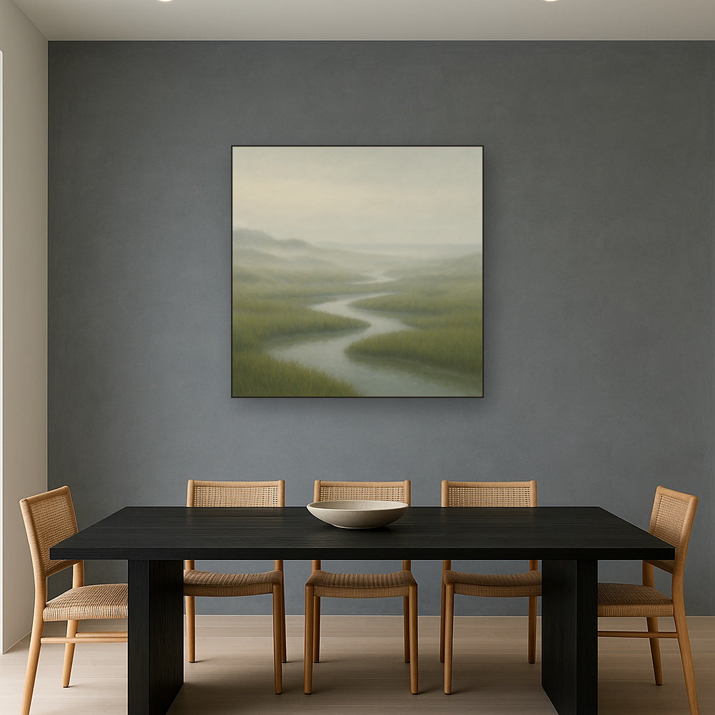 Morning Fog over Cape Cod Tidal Marsh No. 8 Oil Painting - View 4
