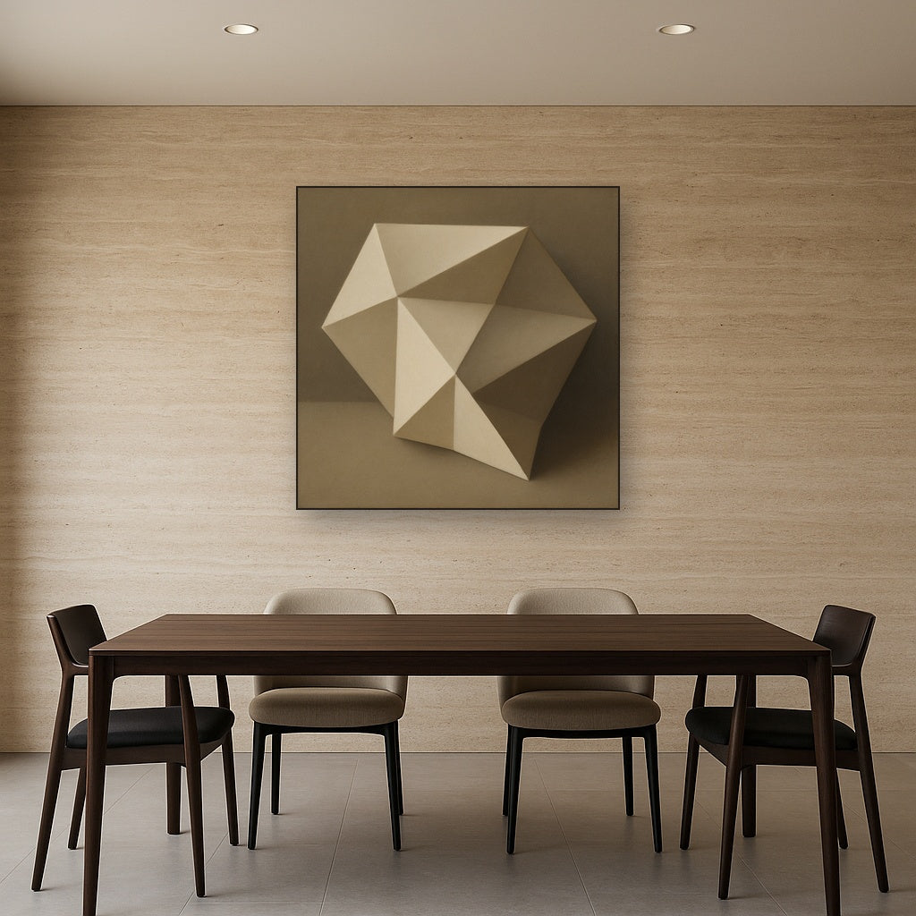 Folded Paper Geometry in Neutral Gradient Shadows No. 14 Oil Painting - View 4