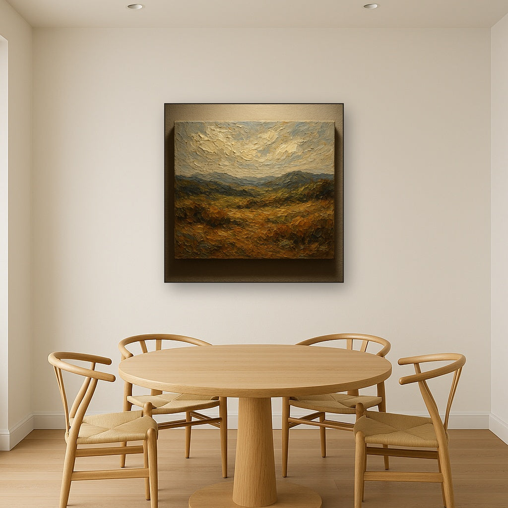 Mother & Child Silhouette Figurative Oil Painting - Styled in Elegant Dining Room
