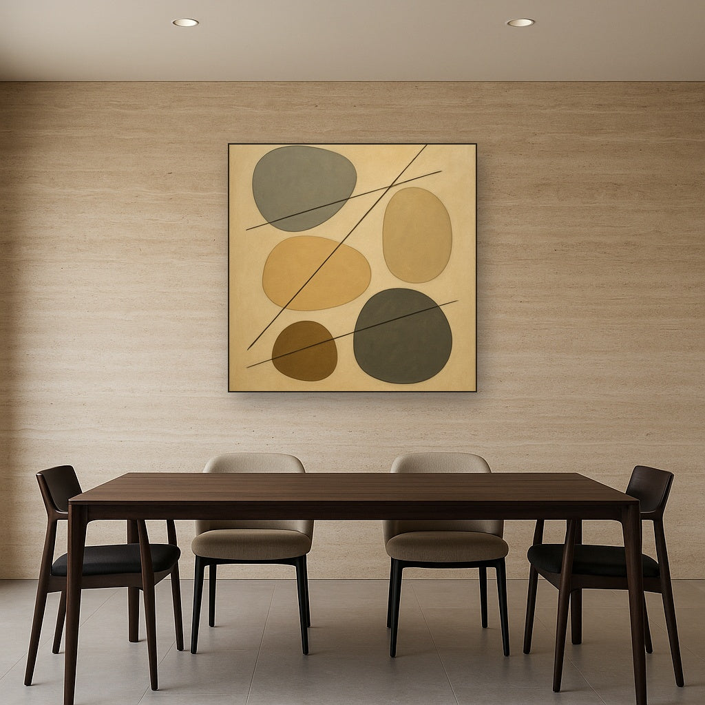 Organic Pebble Contours & Slanted Lines No. 23 Oil Painting - View 4