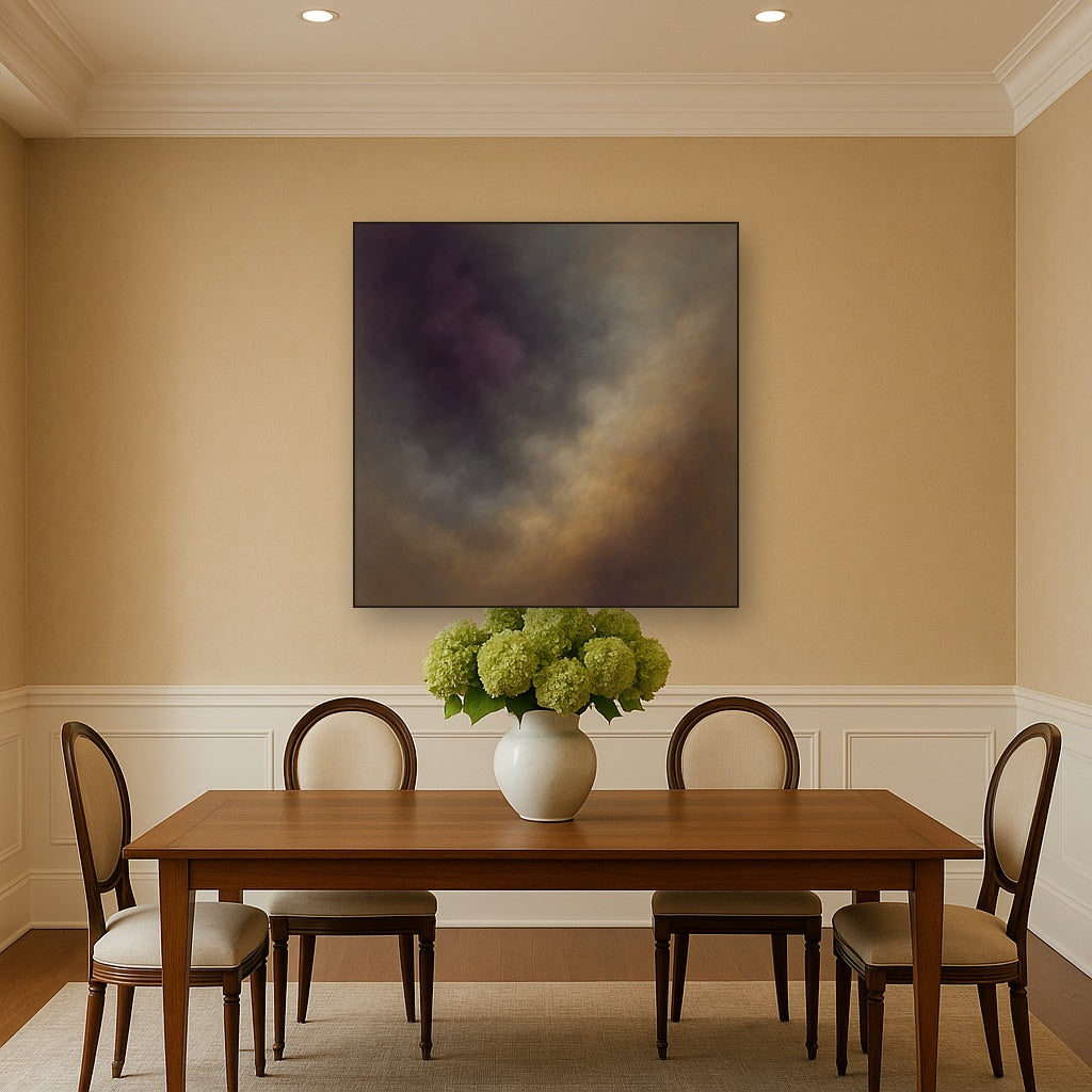 Gilded Plum & Soft Smoke Cloud Harmony No. 14 Oil Painting - View 4