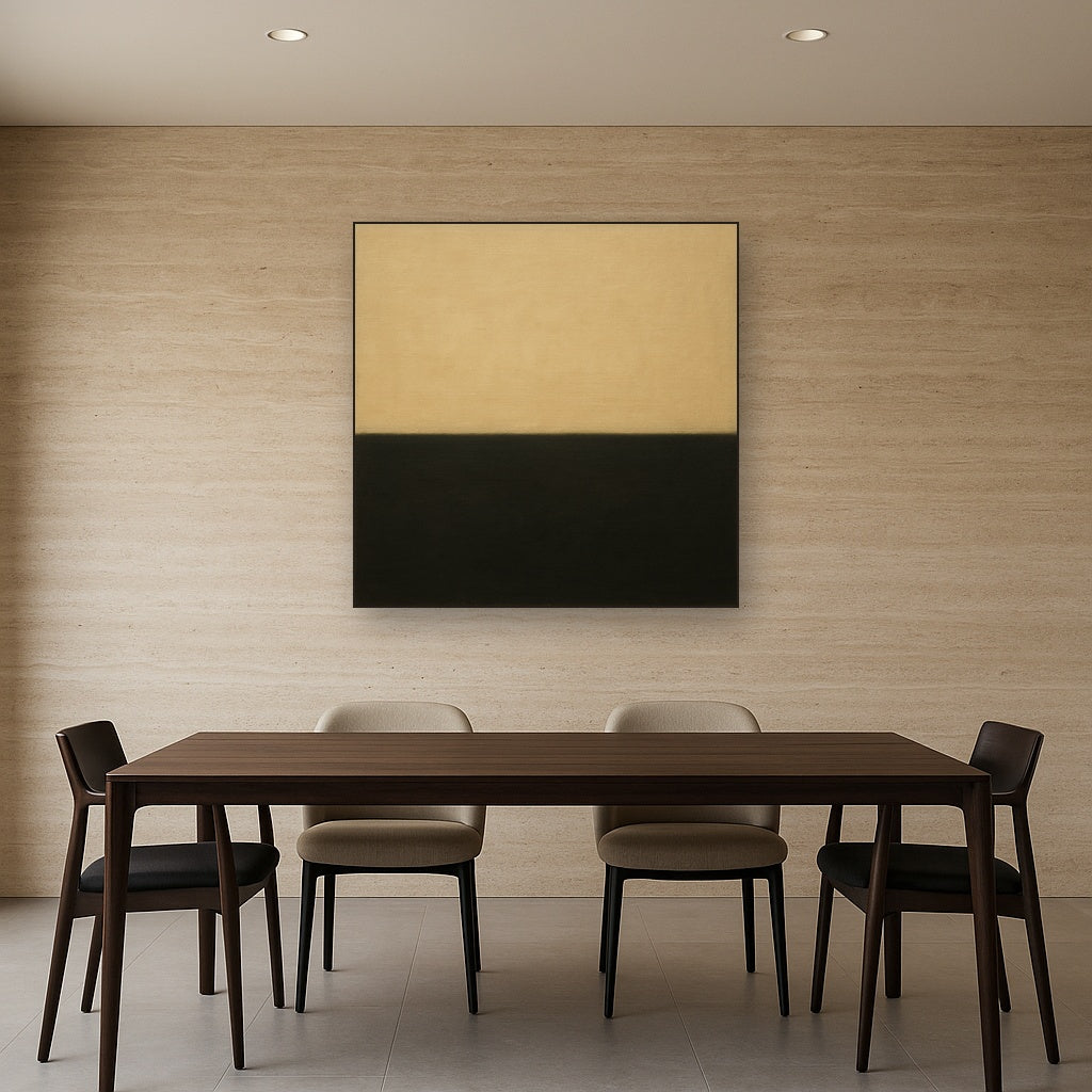 Onyx & Warm Biscuit Horizon No. 9 - Modern Fine Art Oil Painting - View 4
