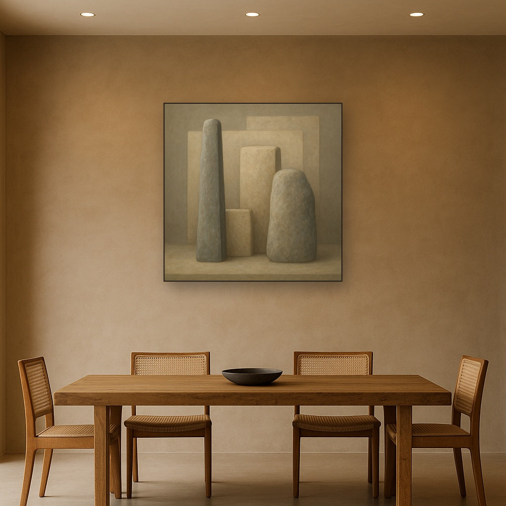 Driftwood Grey & Weathered Stone Monolith No. 7 Oil Painting - View 4