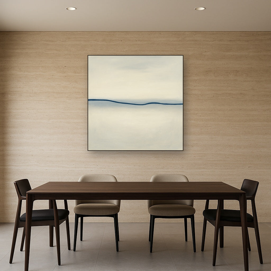Minimalist Continuous Line Horizon in Deep Indigo No. 6 Fine Art Oil Painting - View 4