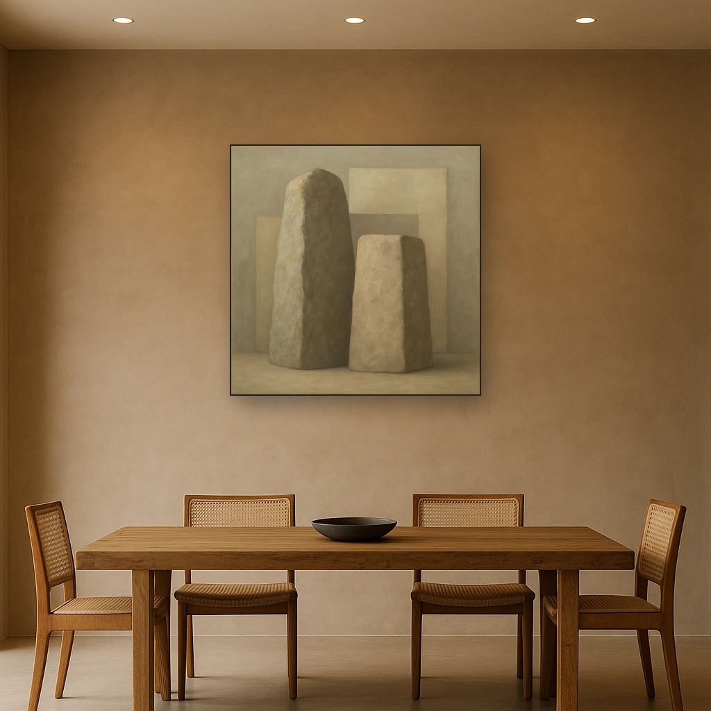 Driftwood Grey & Weathered Stone Monolith No. 29 Oil Painting - View 4