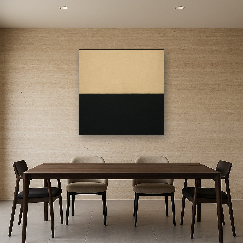 Onyx & Warm Biscuit Horizon No. 9 - Modern Fine Art Oil Painting - View 4