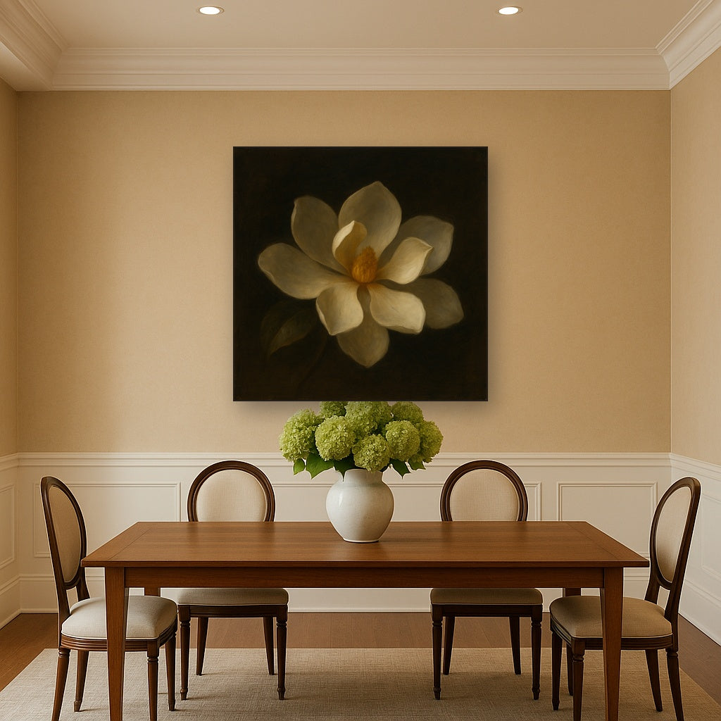 Magnolia Blossom in Quiet Chiaroscuro No. 2 Fine Art Oil Painting - View 4