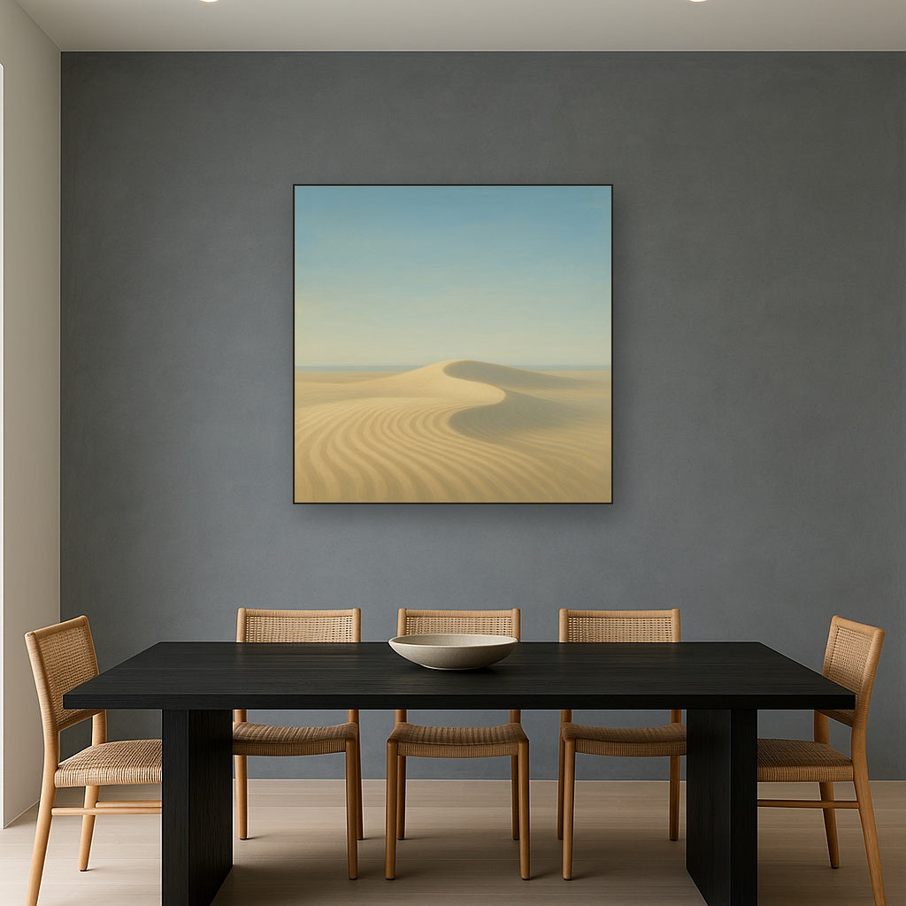 Minimalist Sand Dunes under Expansive Sky Fine Art Oil Painting - View 4
