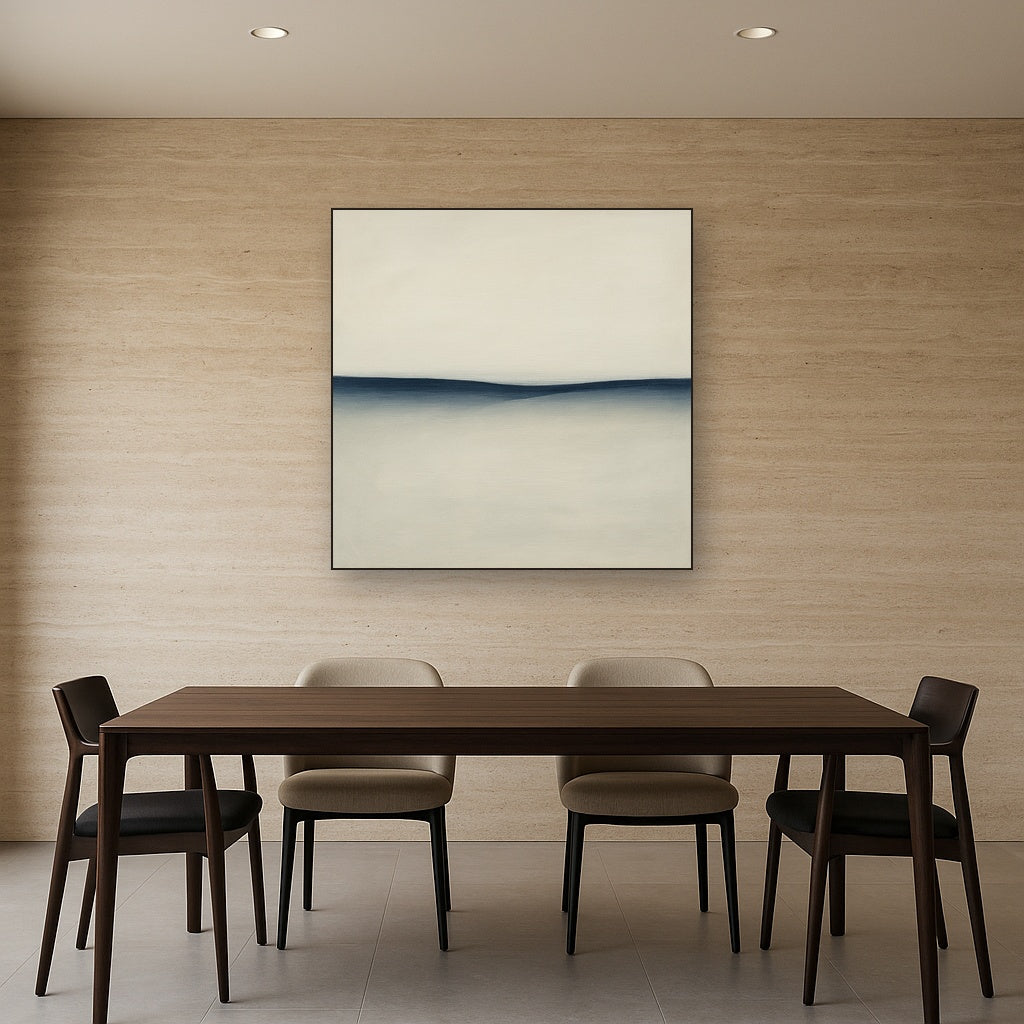 Minimalist Continuous Line Horizon in Deep Indigo No. 5 Fine Art Oil Painting - View 4