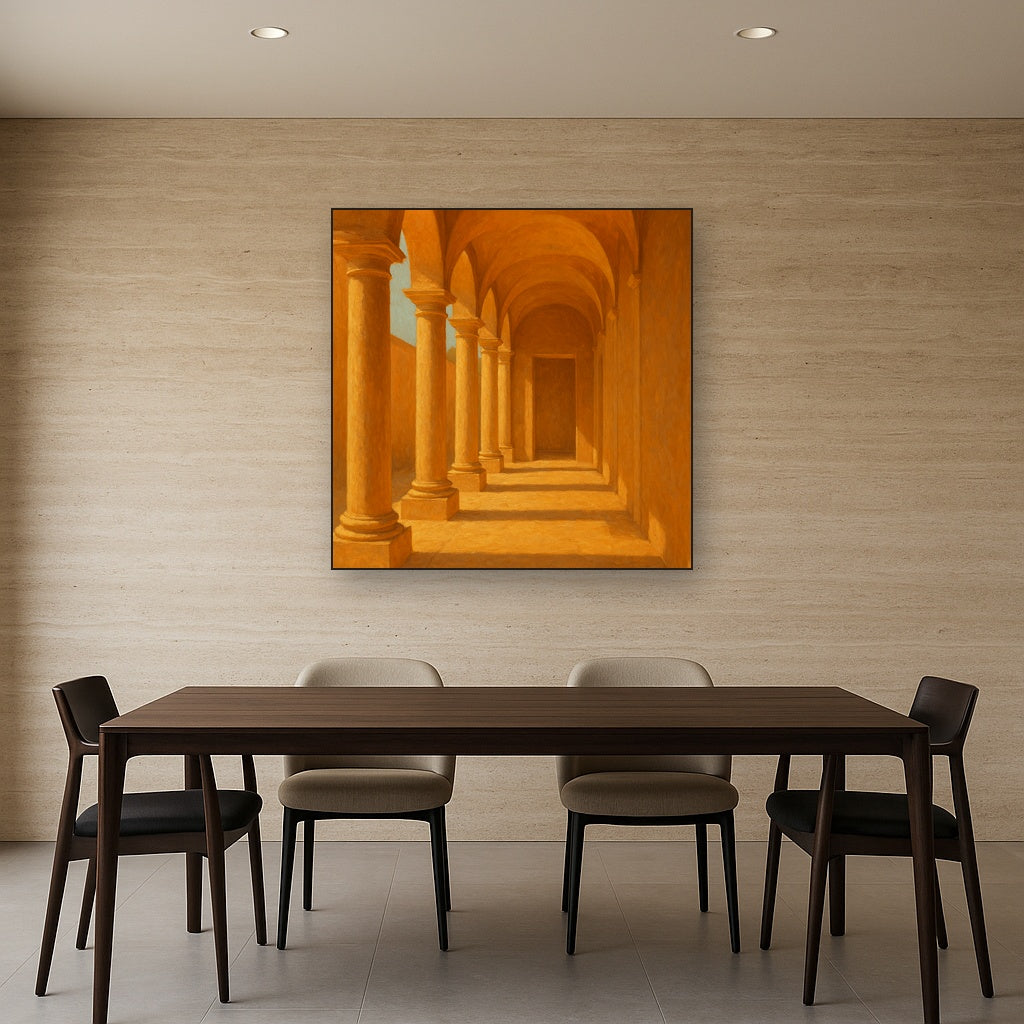 Minimalist Colonnade in Terracotta Oil Painting - View 4
