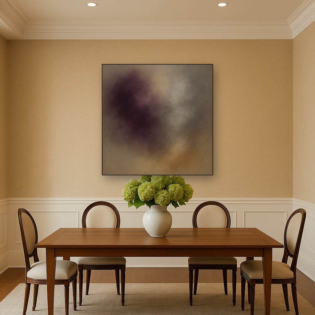 Gilded Plum & Soft Smoke Cloud Harmony No. 12 Oil Painting - View 4