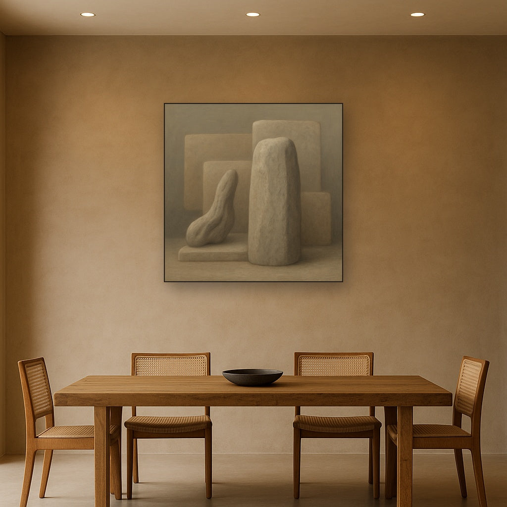 Driftwood Grey & Weathered Stone Monolith No. 16 Oil Painting - View 4