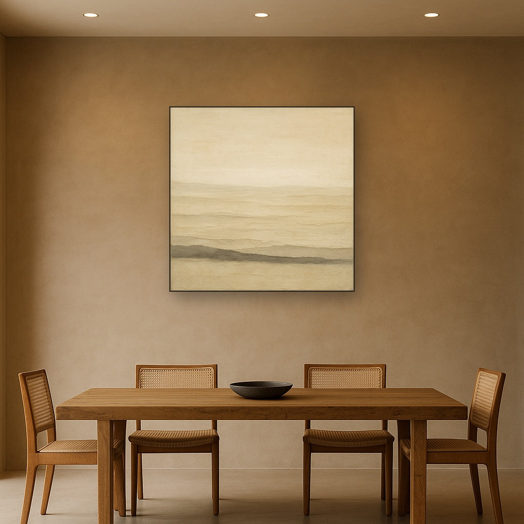 Raw Limestone Horizon & Washed Linen No. 22 Oil Painting - View 4