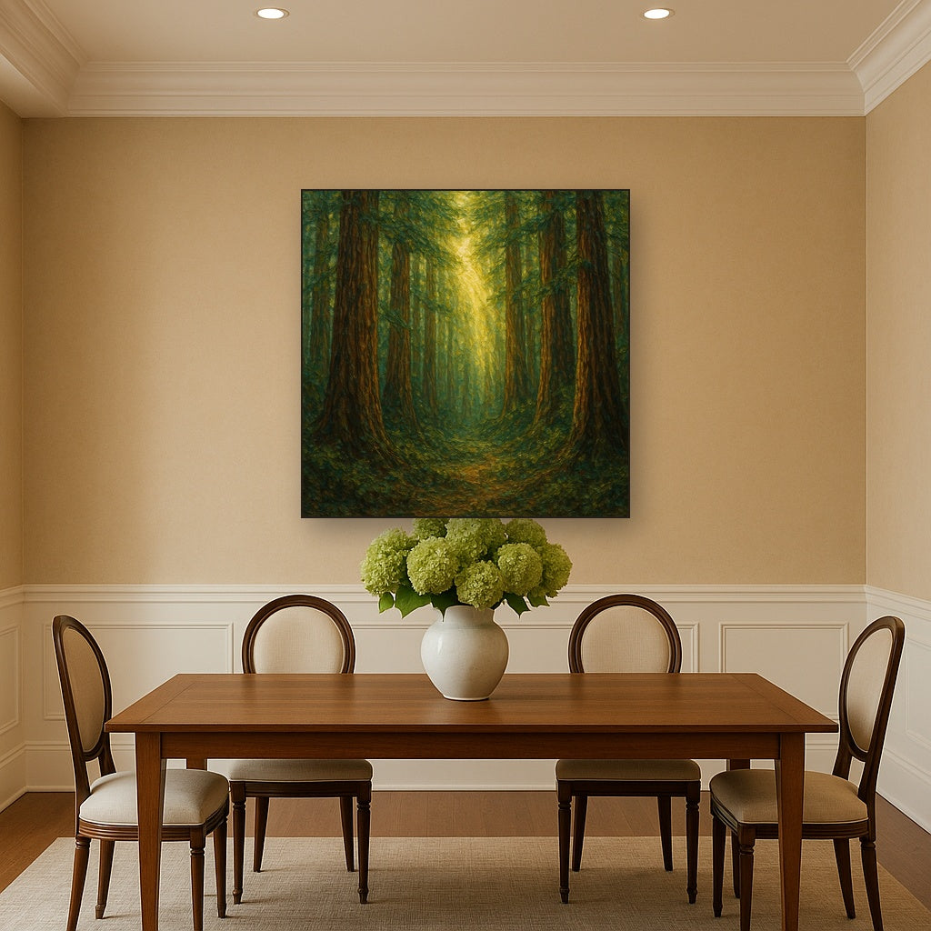 Redwood Canopy Cathedral Landscape Oil Painting - View 4