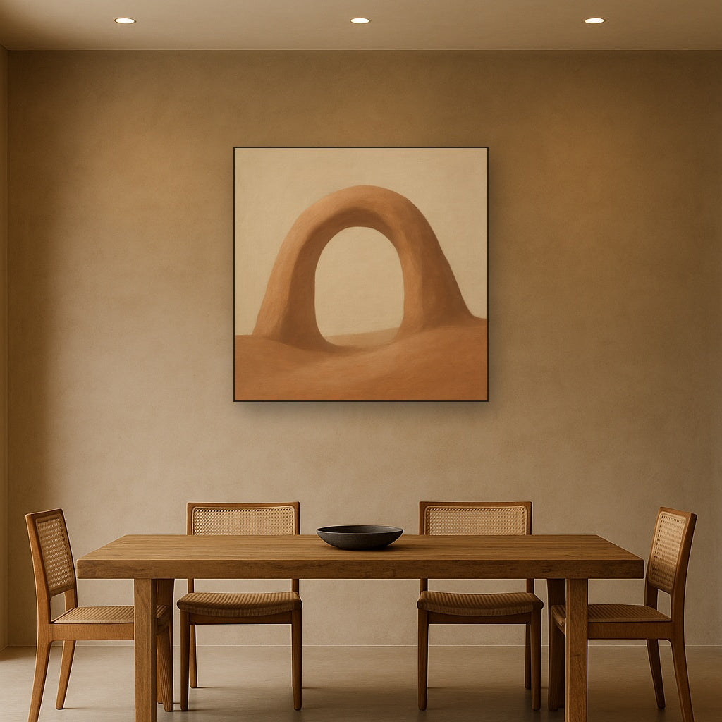 Warm Beige Travertine Arch No. 1 - Modern Fine Art Oil Painting - View 4