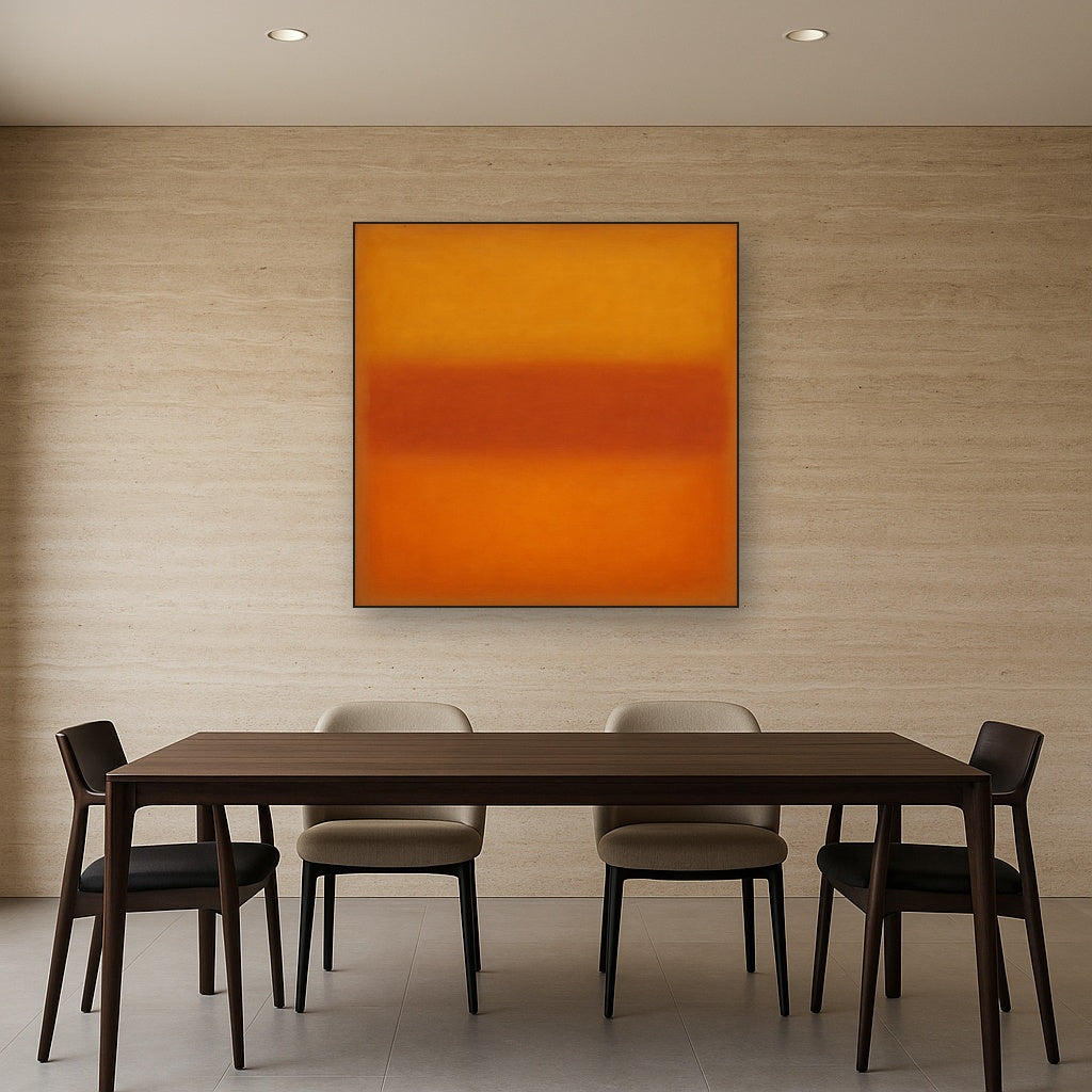 Luminous Ochre & Terracotta Horizon Color Field No. 27 Oil Painting - View 4