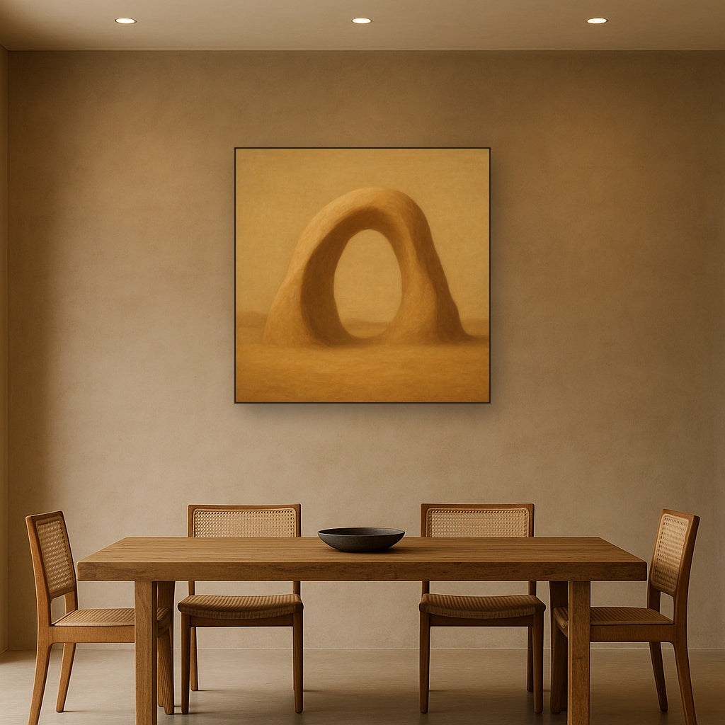 Warm Beige Travertine Arch No. 1 - Modern Fine Art Oil Painting - View 4