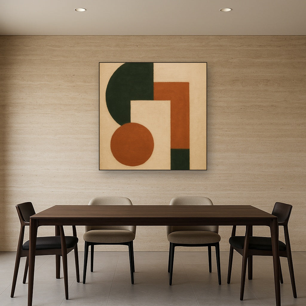 Forest Emerald & Chalk Interlock No. 6 - Modern Fine Art Oil Painting - View 4