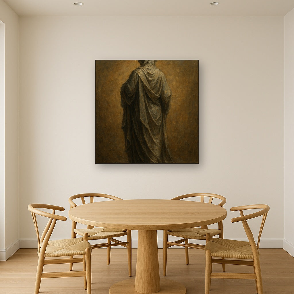 Renaissance Draped Silhouette No. 4 Oil Painting - Styled in Elegant Dining Room