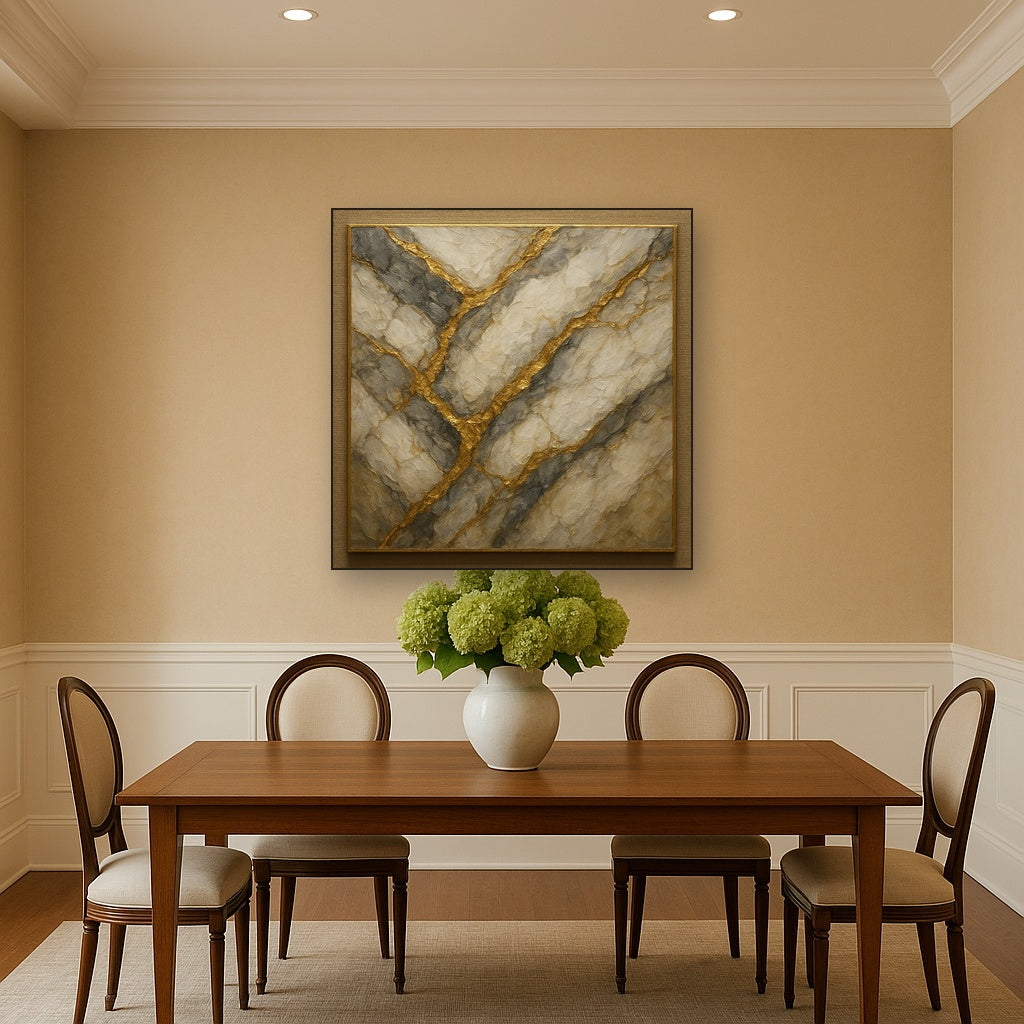 Imperial Marble with Gold Veining Luxury Oil Painting - View 4
