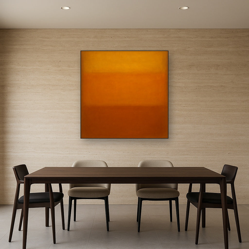 Warm Amber & Raw Sienna Sunset Meditation No. 15 Oil Painting - View 4