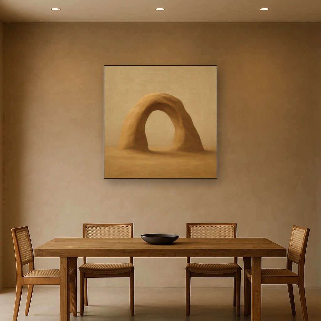 Warm Beige Travertine Arch No. 1 - Modern Fine Art Oil Painting - View 4