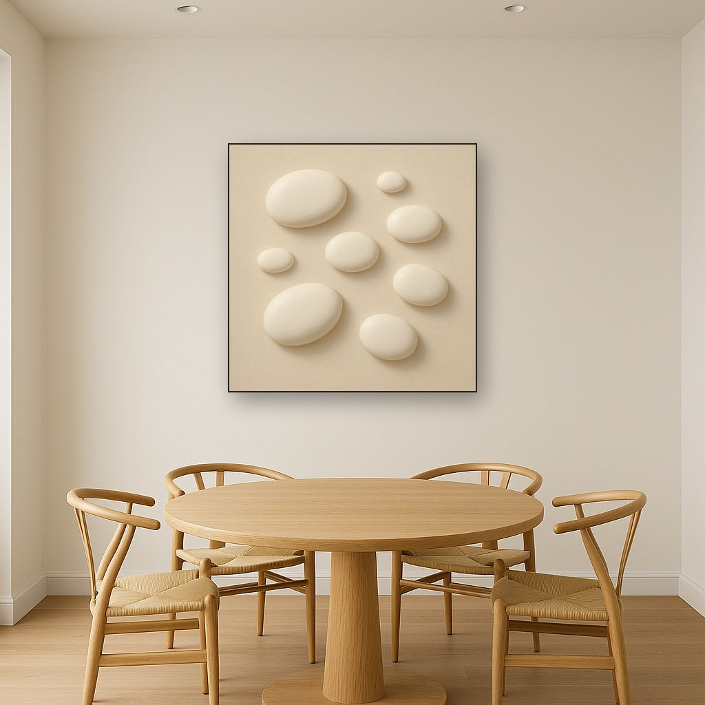 Organic Pebble Relief in White No. 6 - Modern Fine Art Oil Painting - View 4
